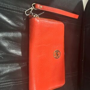Michael Kors Vibrant Orange Leather Clutch Wallst